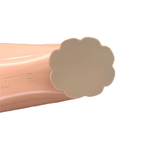 SALVATORE FERRAGAMO Patent Leather Flower Heel Pink Size 5 - Picture 5 of 11